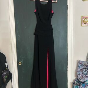 Black Evening Gown with Hot Pink Accents